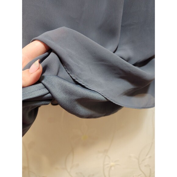 J.R. Nites By Carol Lin Womens 14 Gray Blouson Bead Embellished Flowy Romantic - Picture 11 of 16